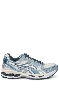 Light blue and white asics unisex sneaker gel kayano with mesh upper metallic silver accents and cushioned midsole