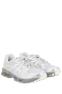 Asics unisex sneaker gel kayano grey white and silver running shoes with mesh upper translucent rubber sole and metallic accents