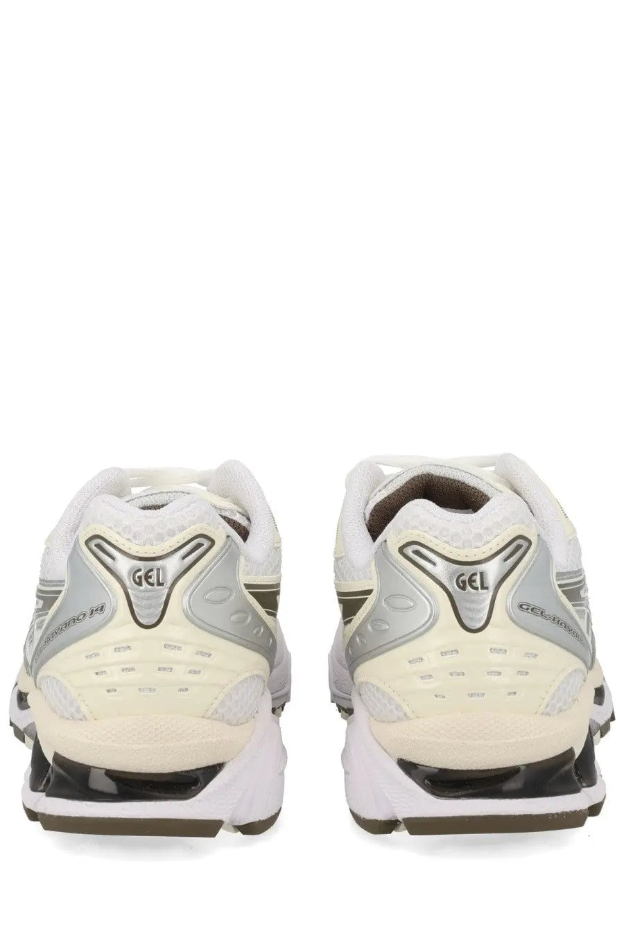 Asics unisex sneaker gel kayano white with white and silver cushioned midsole and breathable mesh upper