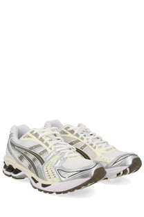 Asics unisex sneaker gel kayano white running shoes with silver and white mesh panels and metallic accents