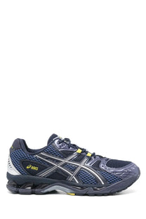 Asics unisex sneaker gel nimbus blue with dark blue and silver mesh upper and black laces with yellow aglets