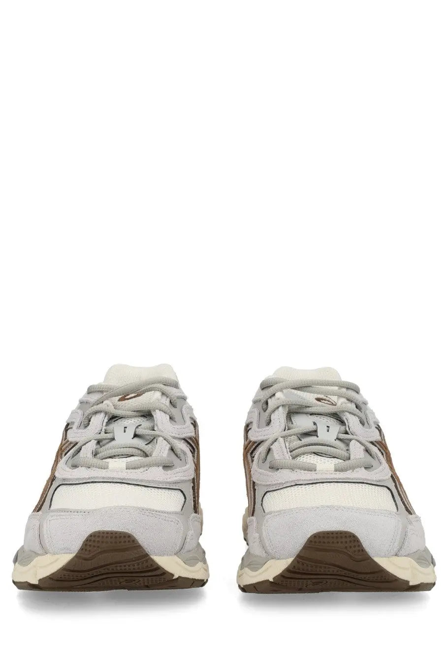 Asics unisex sneaker gel nyc beige with gray and brown suede and mesh retro design