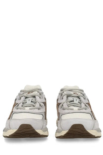 Asics unisex sneaker gel nyc beige with gray and brown suede and mesh retro design