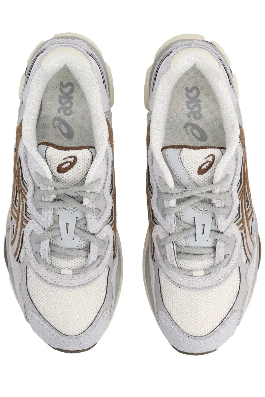 Asics unisex sneaker gel nyc beige featuring white and beige mesh and synthetic overlays with a retro design