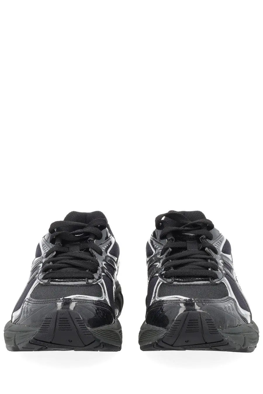 Asics unisex sneaker GT black running shoes in black and silver with a glossy finish on the toe cap