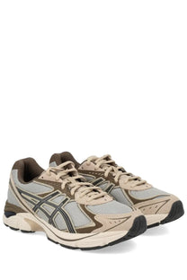 Asics unisex sneaker gt grey in beige and brown with mesh and synthetic overlays and black branding stripes