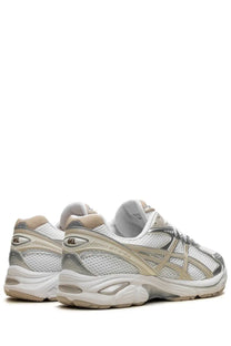 Asics unisex sneaker gt white with white and silver mesh upper metallic accents and cushioned sole for running