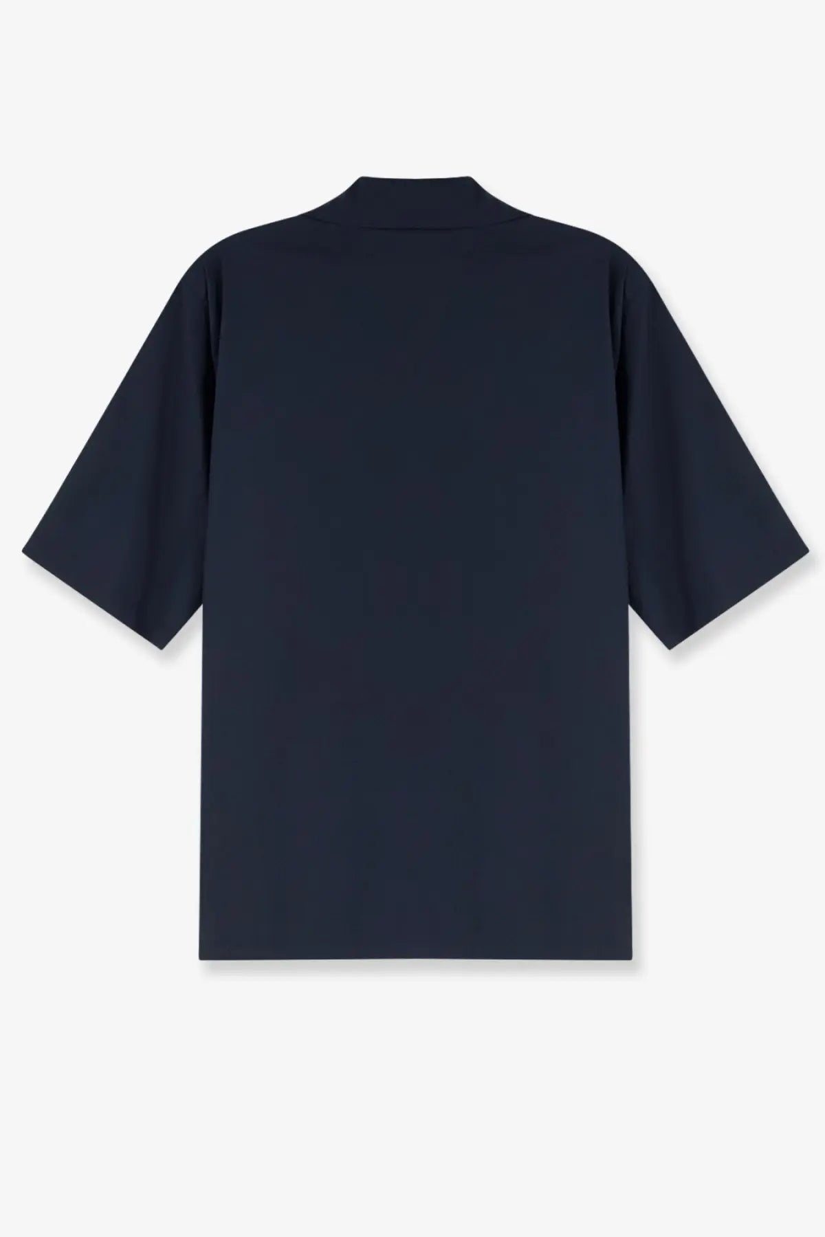 Aspesi men’s ago short-sleeved cotton blend shirt in dark navy with relaxed fit and subtle collar