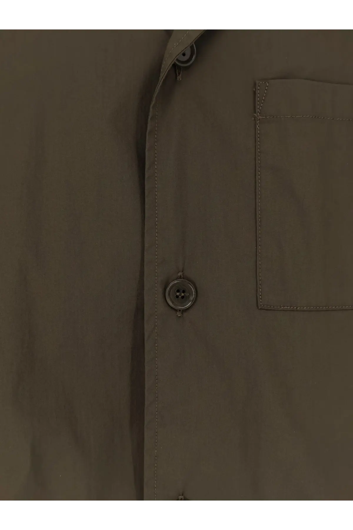Olive green aspesi men’s ago cotton blend shirt with subtle texture and matching stitching in military style