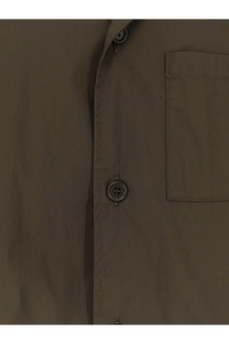 Olive green aspesi men’s ago cotton blend shirt with subtle texture and matching stitching in military style