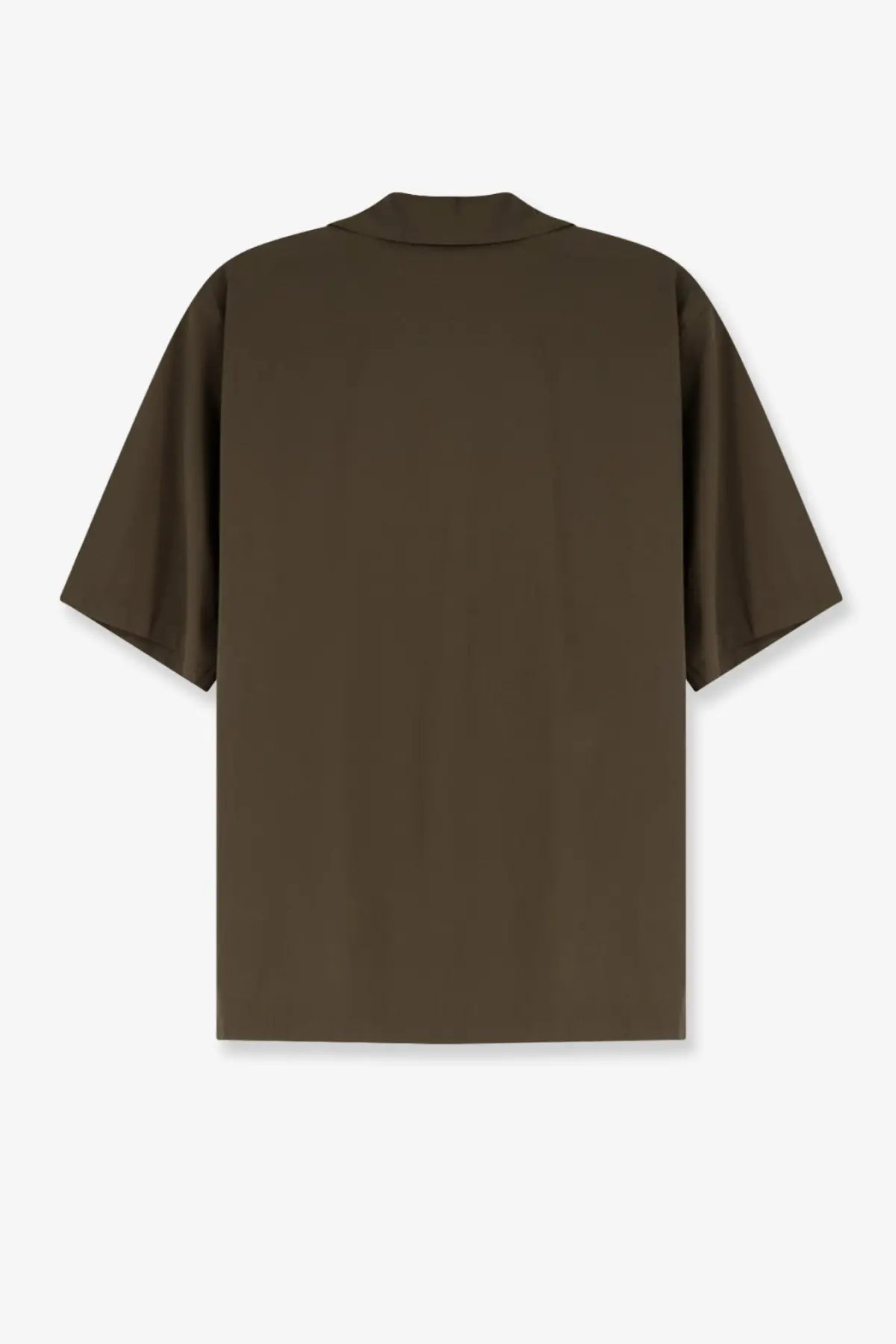 Aspesi men’s ago olive green short-sleeved shirt with relaxed fit and subtle collar in cotton blend military style