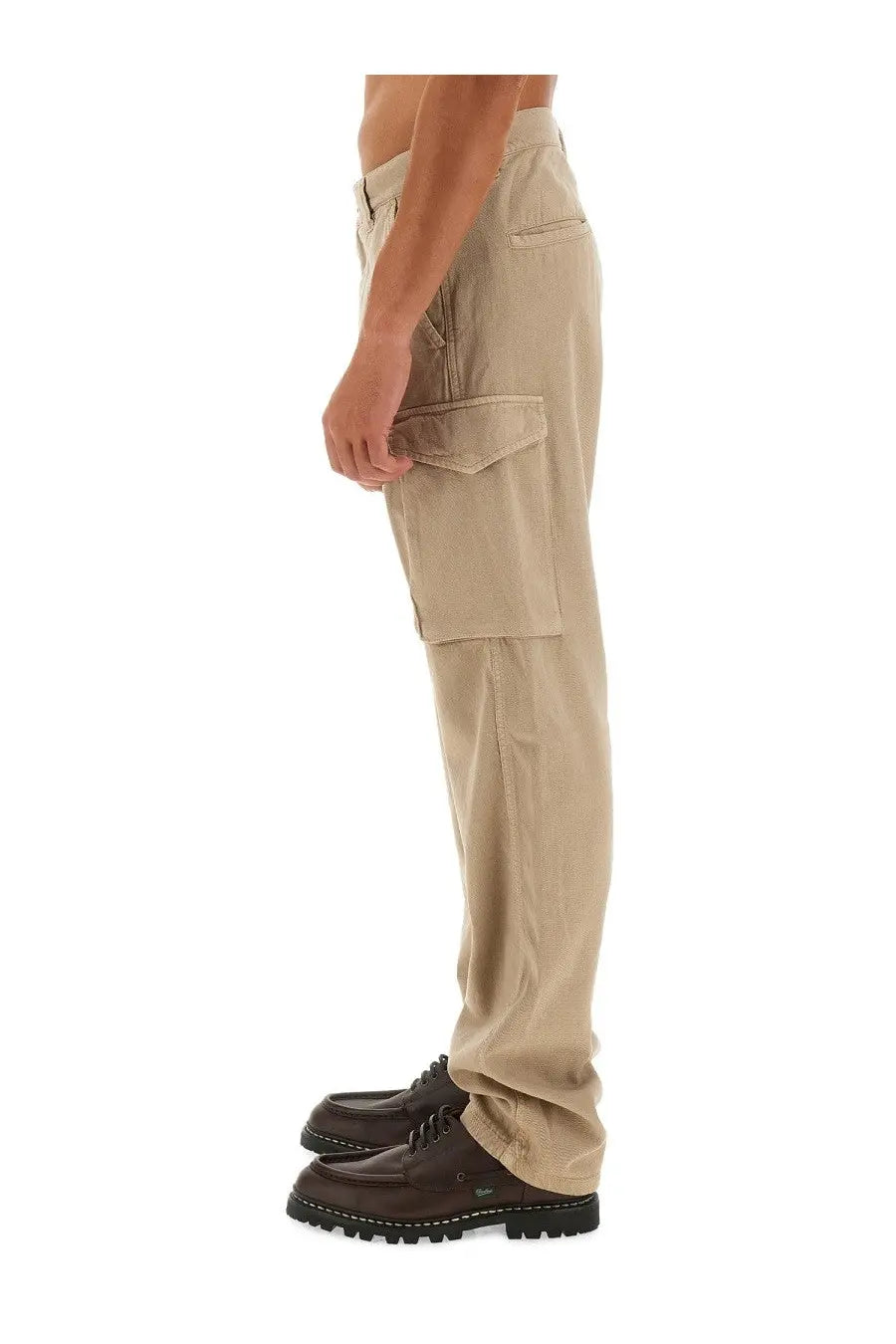 Aspesi men’s beige cargo pants with multiple pockets and relaxed fit for comfortable casual wear