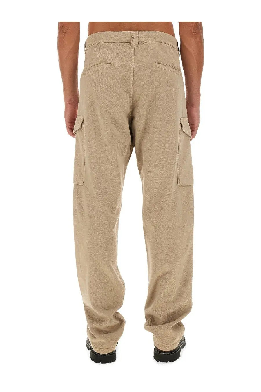 Beige aspesi men’s cargo pants with large side pockets and relaxed fit for comfortable casual wear
