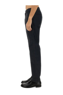 Black slim-fit chinos by ASPESI made of smooth lightweight fabric with subtle stitching details