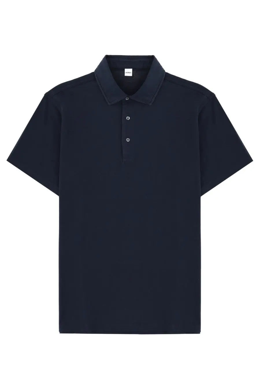 Aspesi men’s cotton polo blue short-sleeved shirt with classic collar and three silver buttons in navy blue
