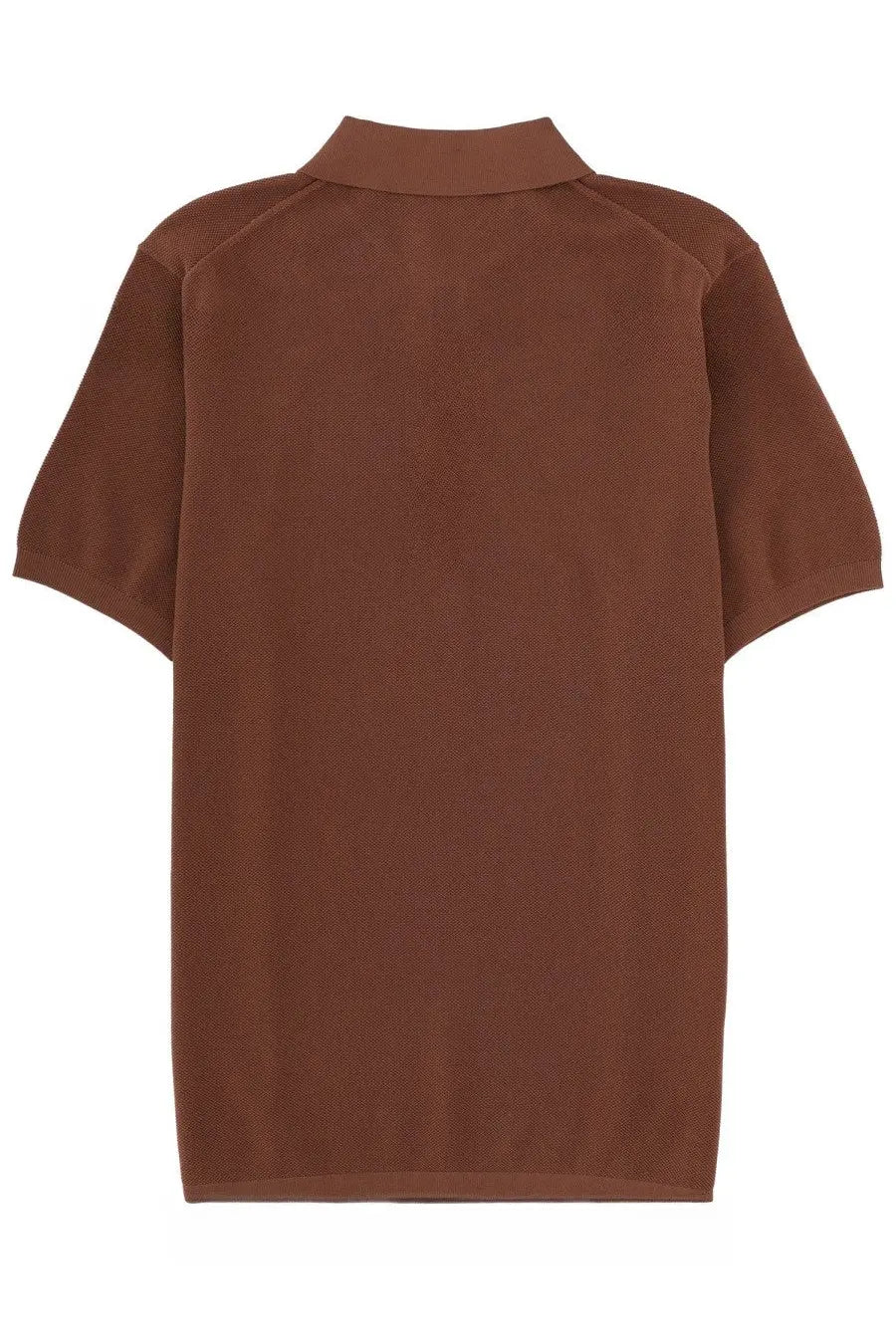 Aspesi men’s cotton polo brown with a brown textured knit fabric, classic collar, and short sleeves