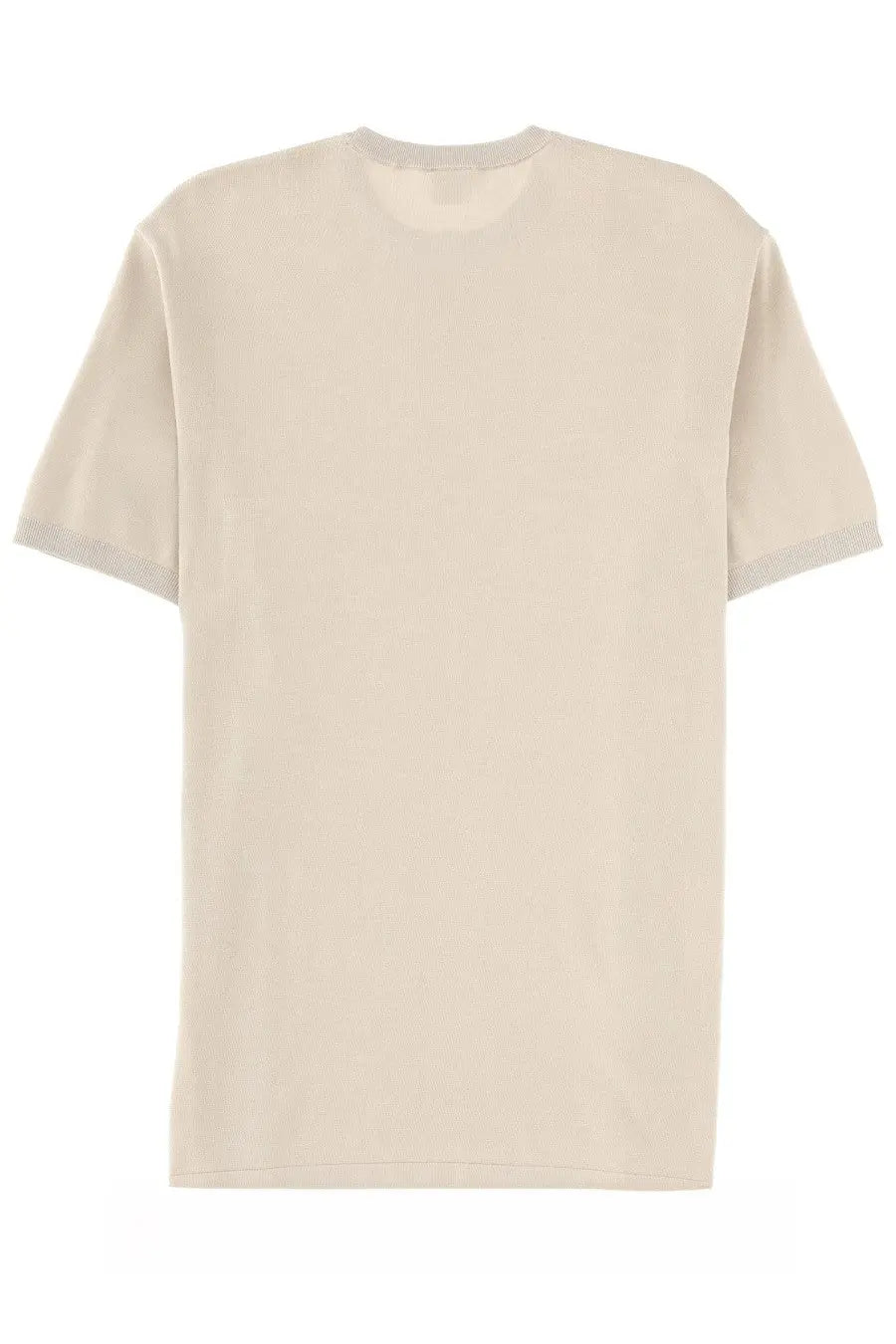 Aspesi men’s beige cotton short-sleeved t-shirt with ribbed cuffs and neckline