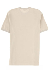 Aspesi men’s beige cotton short-sleeved t-shirt with ribbed cuffs and neckline