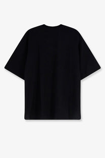 Aspesi men’s black cotton oversized t-shirt with a relaxed fit and short sleeves front view