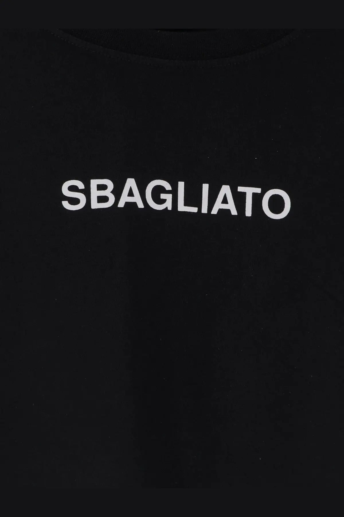Black aspesi men’s cotton t-shirt featuring bold white sbagliato lettering across the chest