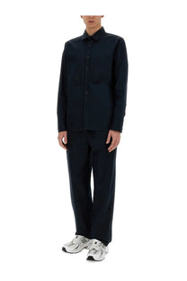 Aspesi men’s dark navy cotton shirt with long sleeves classic collar and subtle front pockets