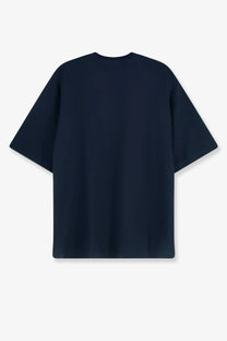 Dark navy blue oversized cotton t shirt with relaxed fit and short sleeves aspesi men cotton shirt blue