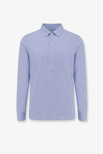 Aspesi men’s cotton shirt blue with long sleeves classic collar and single chest pocket in light blue color