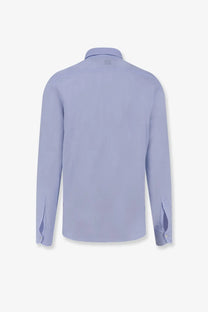 Aspesi men’s light blue cotton dress shirt with subtle texture and neatly finished long-sleeved cuffs