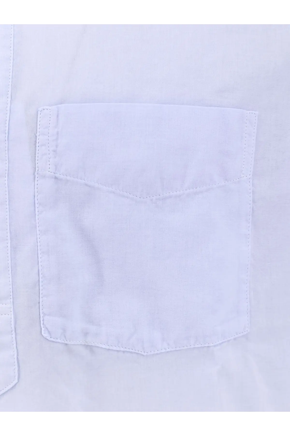 White fabric pocket with neatly stitched edges and subtle texture on aspesi mens cotton blue shirt
