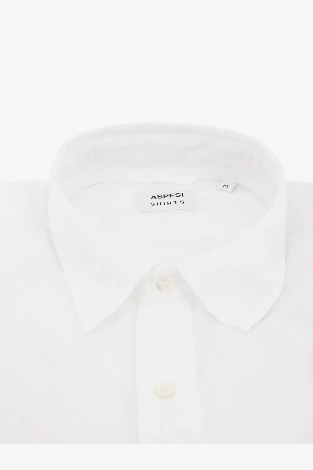 Aspesi men’s white cotton button-down shirt with classic collar and subtle texture