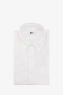 Aspesi men’s white cotton shirt with button-down front collar and neatly folded sleeves