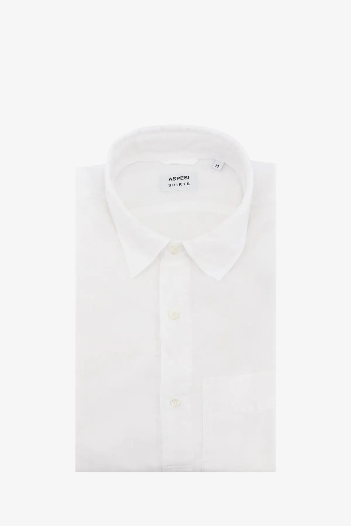 Aspesi men’s white cotton shirt with button-down collar and neatly folded sleeves for a classic look