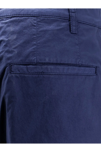 Navy blue aspesi men’s cotton trousers with subtle woven texture and neatly stitched pocket detail