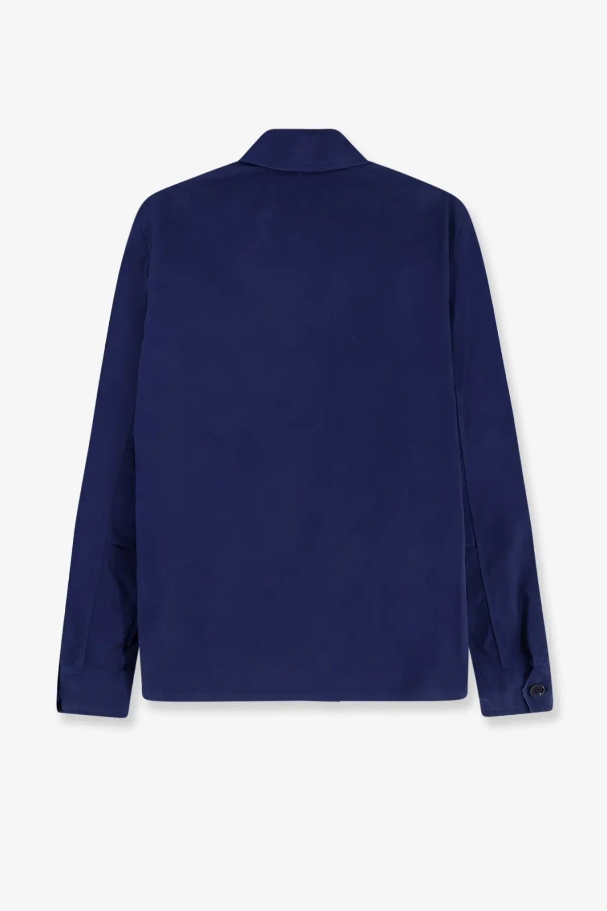 Navy blue aspesi men’s field shirt with long sleeves classic collar and subtle seam detailing in lived fabric