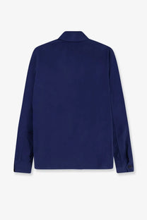 Navy blue aspesi men’s field shirt with long sleeves classic collar and subtle seam detailing in lived fabric