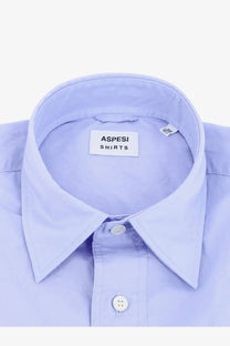 Aspesi men’s fred cotton shirt blue light blue crisp cotton button-down with classic collar and white buttons