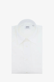 A crisp white aspesi men’s fred cotton shirt with a classic collar and button-down front