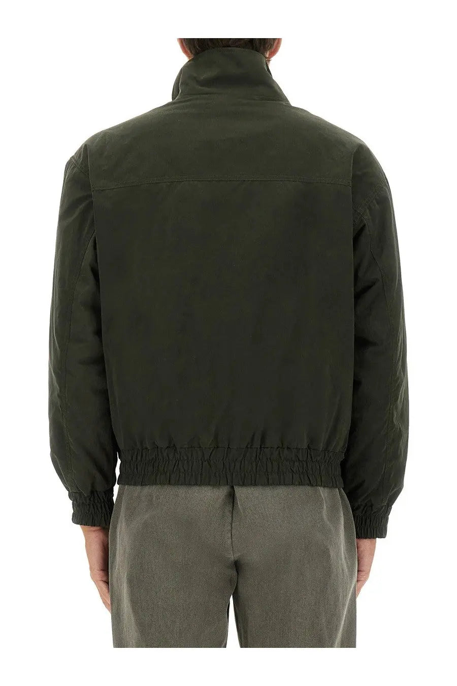 Aspesi men’s dark olive green bomber jacket stanton with high collar and elasticated cuffs in lightweight fabric