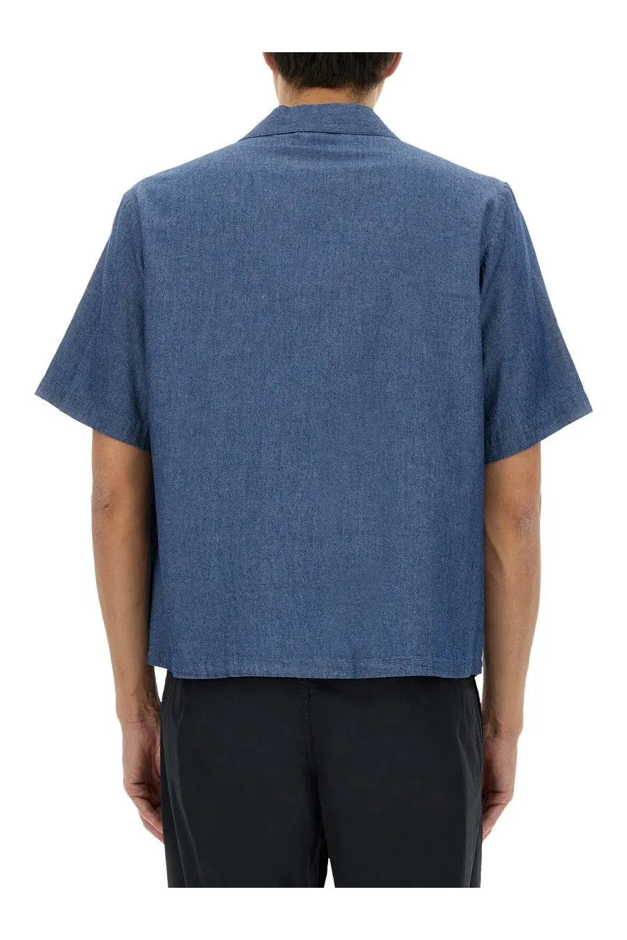 Aspesi men’s jarvis shirt blue short-sleeved collar denim casual summer shirt in blue color