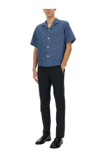 Aspesi men’s Jarvis shirt blue short-sleeved button-up with subtle textured pattern perfect for casual wear