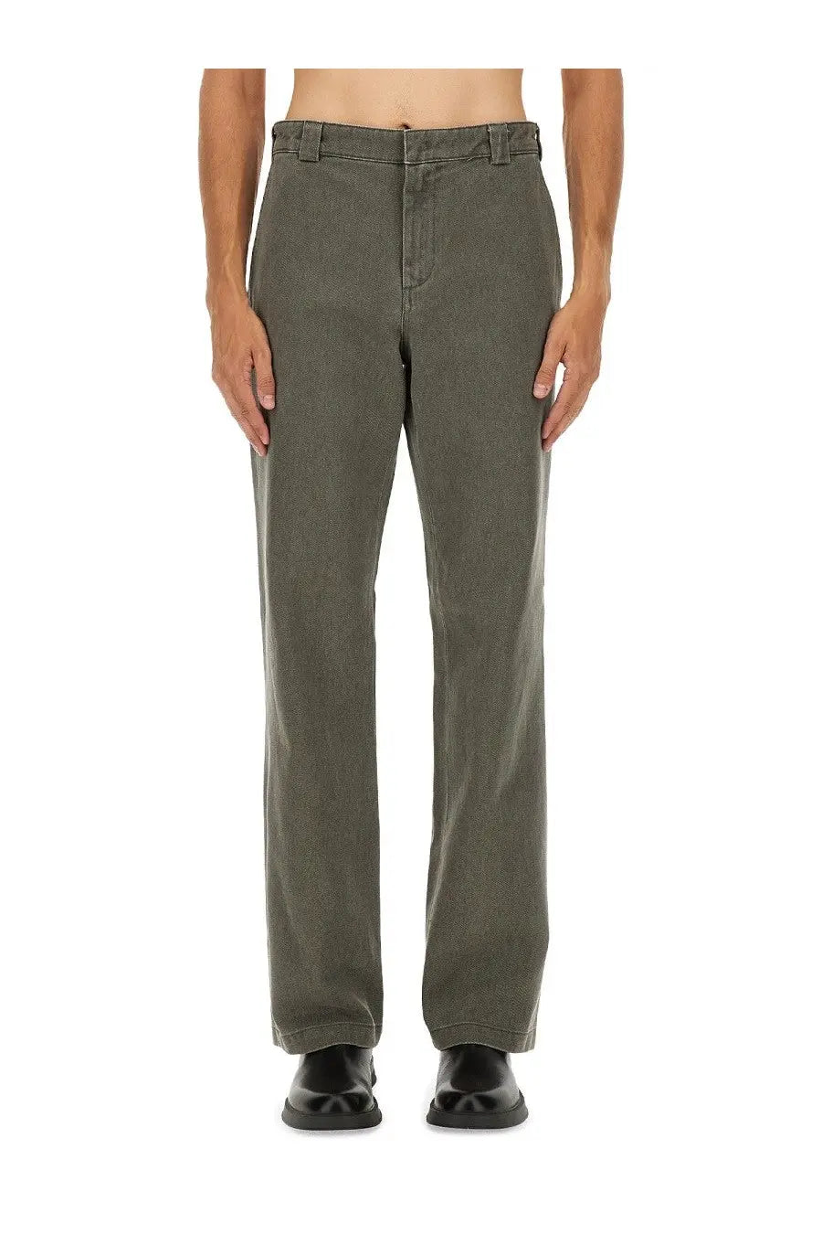 Olive green straight-leg chino pants by aspesi men’s pants adrien grey in durable cotton fabric for casual wear