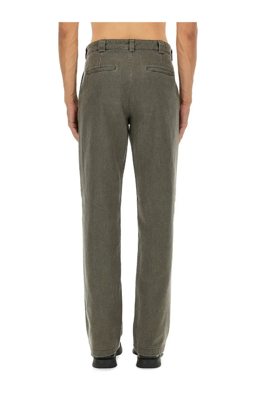 Aspesi men’s olive green straight-leg chino pants with a comfortable fit and casual style