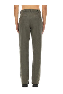 Aspesi men’s olive green straight-leg chino pants with a comfortable fit and casual style