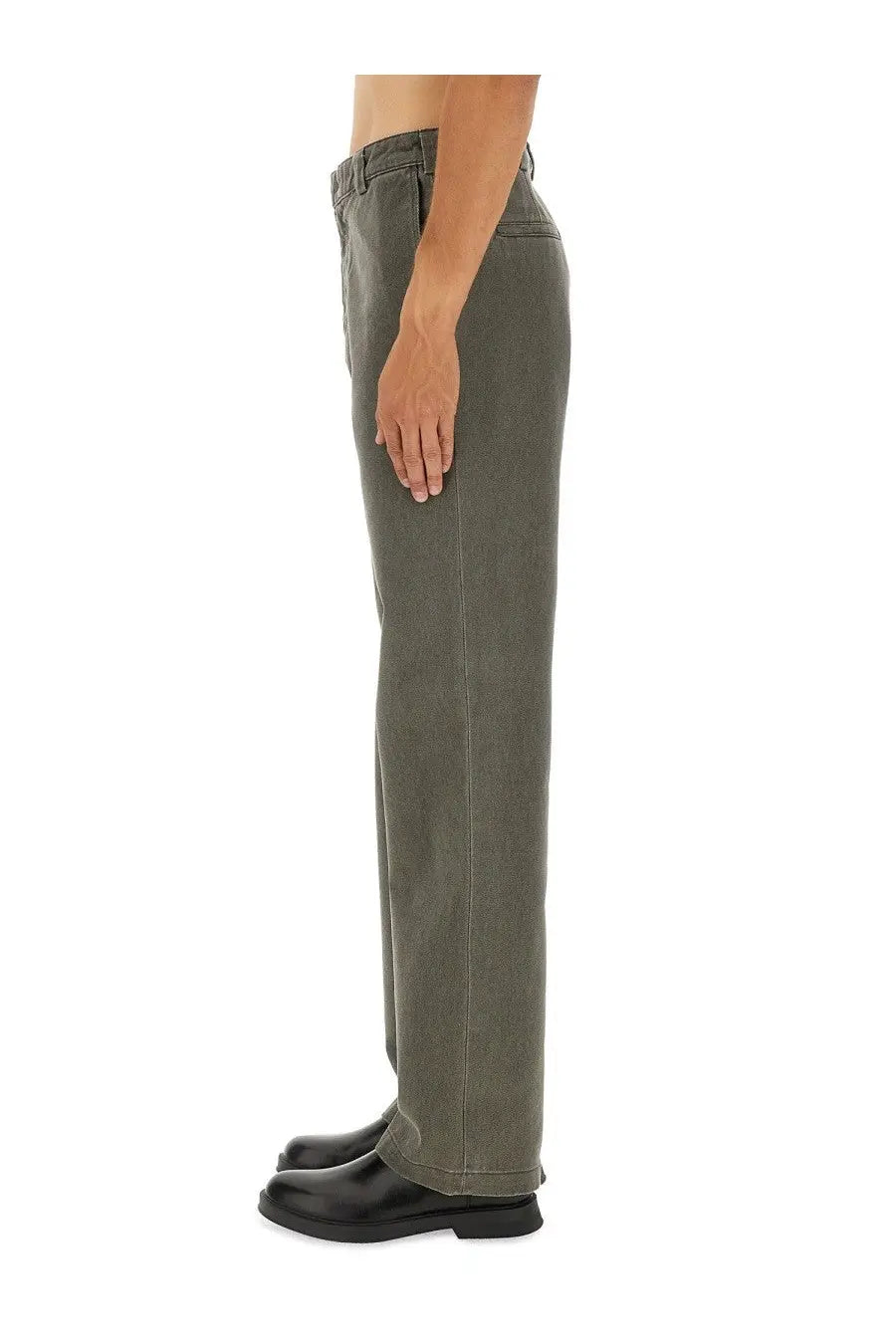 Olive green straight-leg denim trousers by aspesi men’s pants adrien grey in a durable cotton material