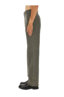 Olive green straight-leg denim trousers by aspesi men’s pants adrien grey in a durable cotton material