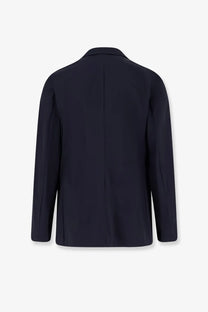 Aspesi men’s paperino stretch nylon blazer in navy blue with tailored fit and subtle seam detailing