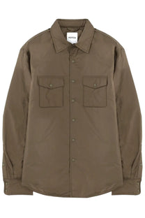 Aspesi men’s plus olive green button-up shirt with two front flap pockets and a classic collar