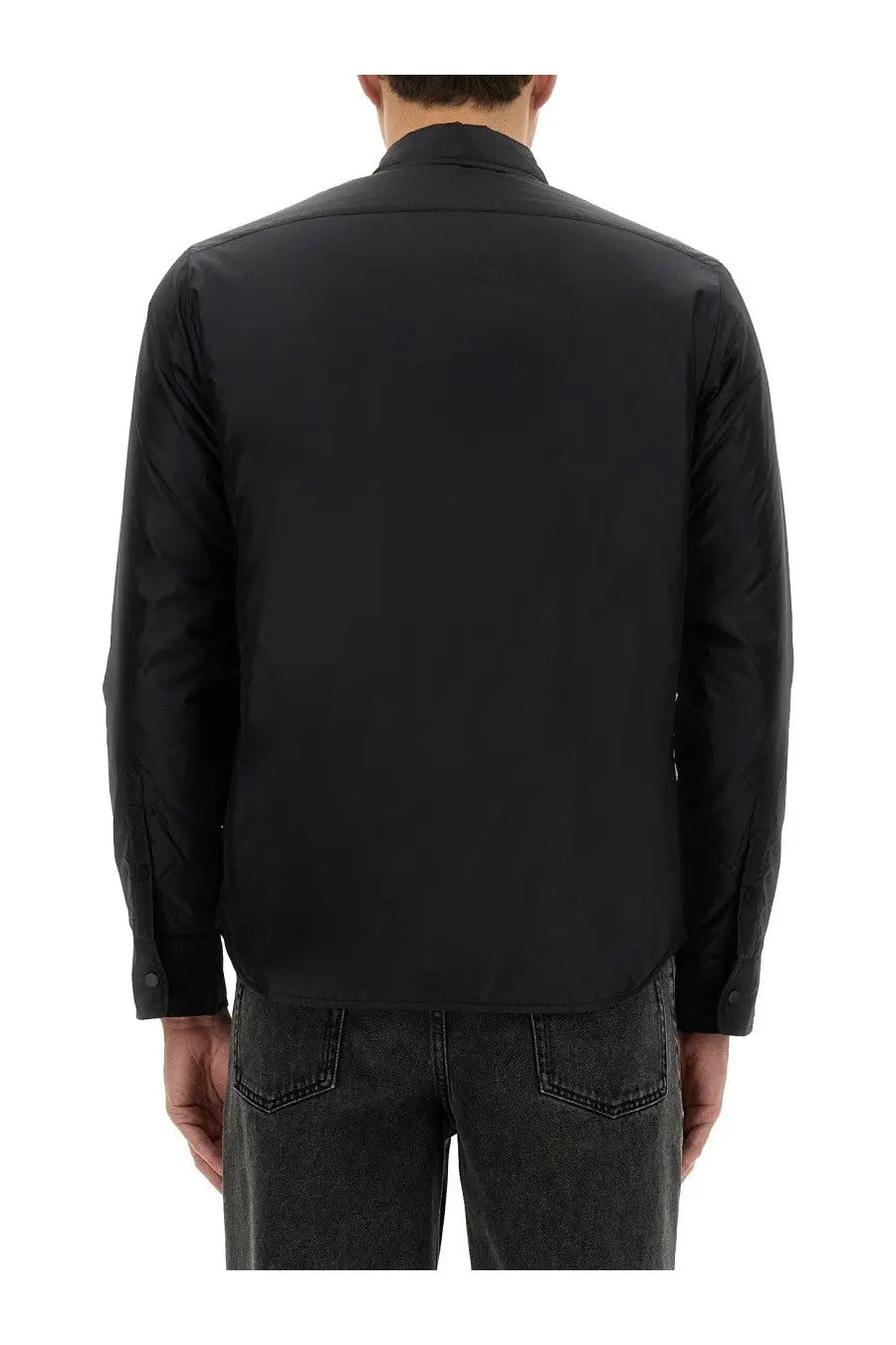 Aspesi men’s reshirt jacket black with sleek long sleeves structured collar and subtle seam detailing