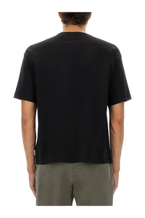 Aspesi men’s black short-sleeved crew neck shirt made from breathable cotton for casual wear
