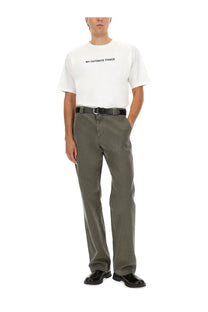 Aspesi men’s white cotton t-shirt with black printed text across the chest